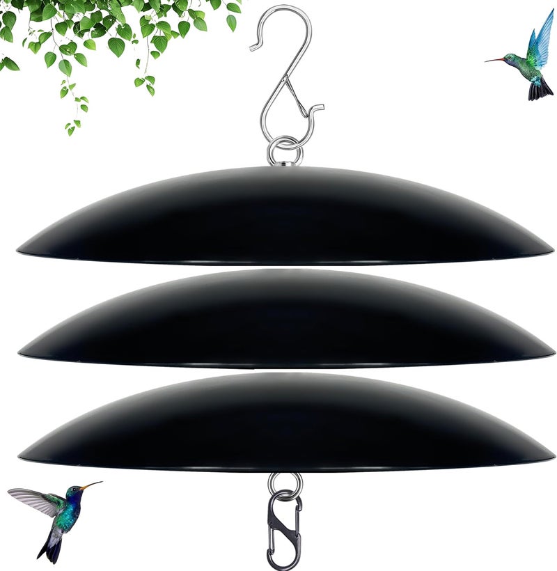 andergi 12" Bird Feeder Rain Guard, Hummingbird Feeder Shade Dome Cover, Hanging Squirrel Baffle for Bird Feeder Pole (Black), 3 Pack - Image 1